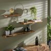 Wandregal Bord Akazienholz massiv, Baumkanten-Design, modern, natur, 120 cm, verdeckte Befestigung Bild 2