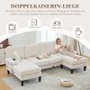 Modernes 4-Sitzer U-Sofa mit Doppel-Chaise-Longue,aus weichem Cordstoff mit komfortabler Polsterung moderner Rückenlehne und robuster Konstruktion Perfekt für jedes Wohnzimmerkonzept,Cordstoff,Beige, Bild 3