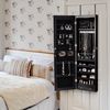 COSTWAY Schmuckschrank mit LED Beleuchtung, Schmuckregal haengend mit Spiegel, abschliessbar mit Schlüsseln, 120 cm hoch, schwarz Bild 3