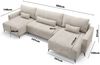 Wohnlandschaft mit Schlaffunktion SILVES Sofa U-Form Stoff Poso Altweiß Bild 5