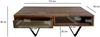 Couchtisch Sheesham Massivholz 115cm 2 Schubladen Ablagefach Steinoptik Metallgestell Schwarz Bild 3