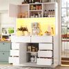 Küchen-Hochschrank B 120 x T 40 x H 183,5 cm, aus MDF, mit LED-Beleuchtung, 8 Schubladen und verstellbaren Einlegeböden Bild 2
