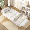 Merax Zweisitzer-Multifunktions-Sofabett mit Bettfunktion, verstellbarer Rückenlehne + mehrstelligen Armlehnen. Faltsofabett Veloursbezug, Weiß Bild 3