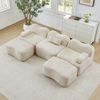 Ecksofa Beige mit tiefer Sitzfläche, Samtbezug und modularer Wellenform,70x288x167 cm Bild 4