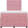vidaXL Boxspringbett mit Matratze Rosa 120x200 cm Samt 3292309 Bild 4
