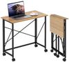HOMCOM Schreibtisch Klappbar Klein 80 cm mit Rollen (Klapptisch, 1-St, Klappschreibtisch), Computertisch für Home Office, Eiche Bild 4
