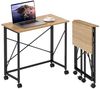 HOMCOM Schreibtisch Klappbar Klein 80 cm mit Rollen (Klapptisch, 1-St, Klappschreibtisch), Computertisch für Home Office, Eiche Bild 5