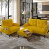 2-Sitzer Sofa 120 x 75 x 79 cm mit Seitentasche – Cordbezug, Metallfüße, gelb Bild 2