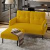 2-Sitzer Sofa 120 x 75 x 79 cm mit Seitentasche – Cordbezug, Metallfüße, gelb Bild 5
