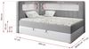 Boxspringbett mit LED, Einzelbett mit Bettkasten und Topper - JUNIOR GOLD 3 - 90x200 cm - Grau und Weiß - Linke Seite Bild 4