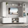 TV-Wandschrank-Set 4-teilig in Weiß,180 cm TV-Schrank mit 2 halboffenen Schubladen,2 Hängeschränke mit Regalböden,1 Wandregal 140 cm Bild 5