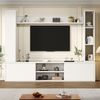TV-Wandschrank-Set 4-teilig in Weiß,180 cm TV-Schrank mit 2 halboffenen Schubladen,2 Hängeschränke mit Regalböden,1 Wandregal 140 cm Bild 3