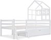 Kindereinzelbett 90×200 cm aus Massivholz mit Leiter, Schublade und Rausfallschutz, weiß Bild 5