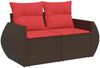vidaXL 6-teiliges Gartensofa-Set mit Kissen, braun, Polyrattan 3221433 Bild 5