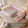 Schlafsofa mit LED-Beleuchtung und Lattenrost, 90x200 cm, Polsterbett, Einzelbett, Jugendbett, Vlies Bild 4