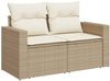 vidaXL Gartensofa mit Kissen 2-Sitzer Beige Poly Rattan 366078 Bild 2