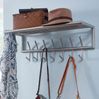 Wandgarderobe Metall Silber 74,5 x 29 x 30 cm Flurgarderobe mit Ablage, Design Hakenleiste Wandpaneel Stahl, Garderobe Wand mit Hutablage, Garderobenleiste Flur Bild 2