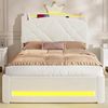 MSMASK Kinderbett im Kronen-Design mit LED-Beleuchtung, Ladestation und 2 Schubladen (Ohne Matratze), Polsterbett Jugendbett Prinzessinnenbett 90x200 cm Bild 4