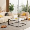 Couchtisch Quadrat Glas Schwarz Beistelltisch Glastisch 67x67x40 cm Bild 3