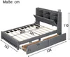 Stauraumbett mit LED-Beleuchtung, Stauraum, Lattenrost, 2 Schubladen und USB-Anschlüssen, 140x200 cm, Doppelbett, Leinen Bild 5
