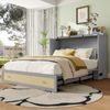 Schrankbett, 140 x 200, Mobiles Schrankbett mit Schubladen am Bettende und Regal am Kopfende des Bettes, mit USB und Steckdose, Umbaubares Plattformbett, Ohne Matratze, Grau Bild 2