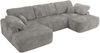 U-förmige Ecke, Ecksofa mit schlaffunktion und bettkasten, lose kissen, Wellenfeder, Big sofa XXL - CUBO U - Hellgrau Cord Bild 5
