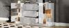 Sideboard mit LED-Beleuchtung, 140 x 35 x 75 cm, Weiß/Grauer Marmorlook Bild 2