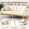 Merax Schlafsofa 2-Sitzer-Sofa mit Liegefunktion, drei verstellbaren Neigungswinkeln und Getränkehalter, Beige Bild 3