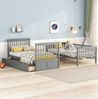 Bett 90x200 cm Etagenbett mit 2 Schubladen, wandelbar zu 2 Einzelbetten – Grau, Kiefer/MDF Bild 4