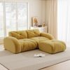 2-Sitzer Modulsofa H 76 x T 204 x B 171 cm mit Hocker aus Chenille in Gelb, flexibel kombinierbar Bild 3