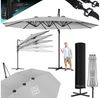 KESSER® Sonnenschirm Doppelsonnenschirm 4,6m x 2,7m | Ampelschirm Abdeckung & Windsicherung mit Kurbel & Ständer | Kurbelschirm Aluminium wasserabweisend | Neigbar Kippbar 360° Drehbar Hellgrau, Ohne LED Bild 5