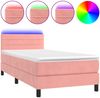 vidaXL Polsterbett mit Matratze & LED Rosa 90x200 cm Samt [3134446] Bild 2
