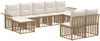 vidaXL Outdoor-Sofagarnitur 9 pcs Natürlich und Cremweiß Polyester 3437766 Bild 2