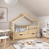 Hausbett Design Naturholz 70x140 cm mit Schublade und Matratze Vitalispa Bild 4