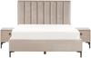 Schlafzimmer Set SEZANNE 160 x 200 cm Samtstoff Taupe Bild 4