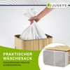 Juskys Bambus Wäschekorb Curly – 100 Liter Wäschesammler mit Deckel, Griff & Stoff Wäschesack – 2 Fächer Wäschesortierer – Wäschebox in Natur Bild 4