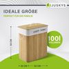 Juskys Bambus Wäschekorb Curly – 100 Liter Wäschesammler mit Deckel, Griff & Stoff Wäschesack – 2 Fächer Wäschesortierer – Wäschebox in Natur Bild 2