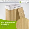 Juskys Bambus Wäschekorb Curly – 100 Liter Wäschesammler mit Deckel, Griff & Stoff Wäschesack – 2 Fächer Wäschesortierer – Wäschebox in Natur Bild 5
