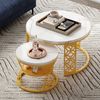 STILVORA Couchtisch Wohnzimmertische runde Satztisch Marmoroptik mit Bodenschutz,Sofatisch (Platzsparendes Design), Hitzebeständige, leicht zu reinigende Desktop Bild 3