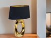 Große LED Tischleuchte1 flammig Keramikfuß goldfarbig Schirm schwarz, Höhe 52cm Bild 5
