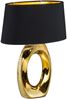 Große LED Tischleuchte1 flammig Keramikfuß goldfarbig Schirm schwarz, Höhe 52cm Bild 2