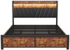 Furnishings Home Polsterbett 140x200 cm Stauraumbett LED Doppelbett (1 tlg, Geeignet für Jungen und Mädchen, Mit große Stauraum), mit Lattenrost und Ladefunktion, mit Komforthöhe, Leises Design Bett Bild 4
