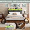 Furnishings Home Polsterbett 140x200 cm Stauraumbett LED Doppelbett (1 tlg, Geeignet für Jungen und Mädchen, Mit große Stauraum), mit Lattenrost und Ladefunktion, mit Komforthöhe, Leises Design Bett Bild 3