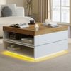 STILVORA Couchtisch 360° schwenkbare Kaffeetish mit LED-Leuchten und Freilagerbereich (Sofatisch mit offene Ablageflächen, aufgeräumte Platzierung, für Wohnzimmer, Schlafzimmer und Balkon), strapazierfähige Oberfläche, einfache Reinigung Bild 3