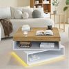 STILVORA Couchtisch 360° schwenkbare Kaffeetish mit LED-Leuchten und Freilagerbereich (Sofatisch mit offene Ablageflächen, aufgeräumte Platzierung, für Wohnzimmer, Schlafzimmer und Balkon), strapazierfähige Oberfläche, einfache Reinigung Bild 2