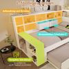 Stauraumbett 140x200 in Weiß, Holzbett mit Ausziehbett, 8 Staufächern & USB-/Type-C-Ladeanschlüssen – Platzsparendes Doppel- & Jugendbett, ohne Matratze Bild 5
