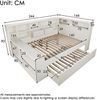 Stauraumbett 140x200 in Weiß, Holzbett mit Ausziehbett, 8 Staufächern & USB-/Type-C-Ladeanschlüssen – Platzsparendes Doppel- & Jugendbett, ohne Matratze Bild 2