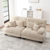 Ecksofa, Cloud Ecksofa für Wohnzimmer Chenille Doppelsofa mit 2 Lendenkissen und 2 Dekokissen Massivholzrahmen, Chenille+Massivholz, Hellbraun Bild 3