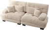 Ecksofa, Cloud Ecksofa für Wohnzimmer Chenille Doppelsofa mit 2 Lendenkissen und 2 Dekokissen Massivholzrahmen, Chenille+Massivholz, Hellbraun Bild 5