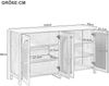Sideboard in Weiß H 40 x T 145 x B 80 cm aus MDF mit 4 Türen und Kunst-Rattan-Design Bild 5